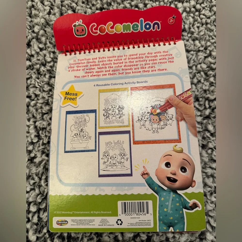 Set of 2 Cocomelon Water Art Reusable Coloring Activity Books w/ Water Pen NEW